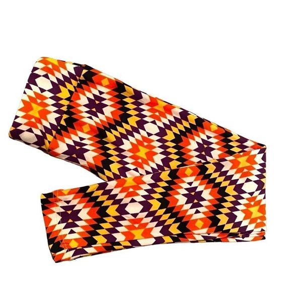 0663 LulaRoe Kids Leggings S/M Aztec Print Orange and Yellow New - Picture 1 of 5
